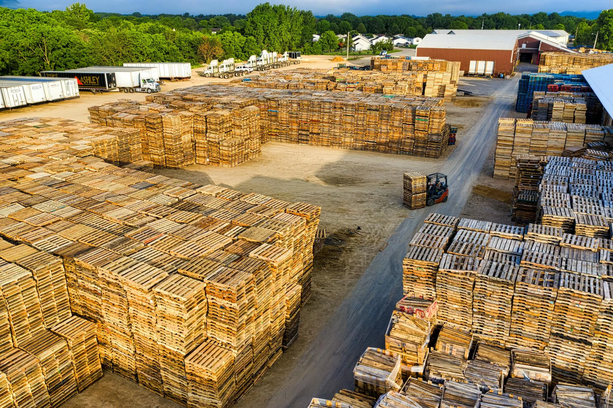 Aerial view of stacked materials representing regional logistics coverage.